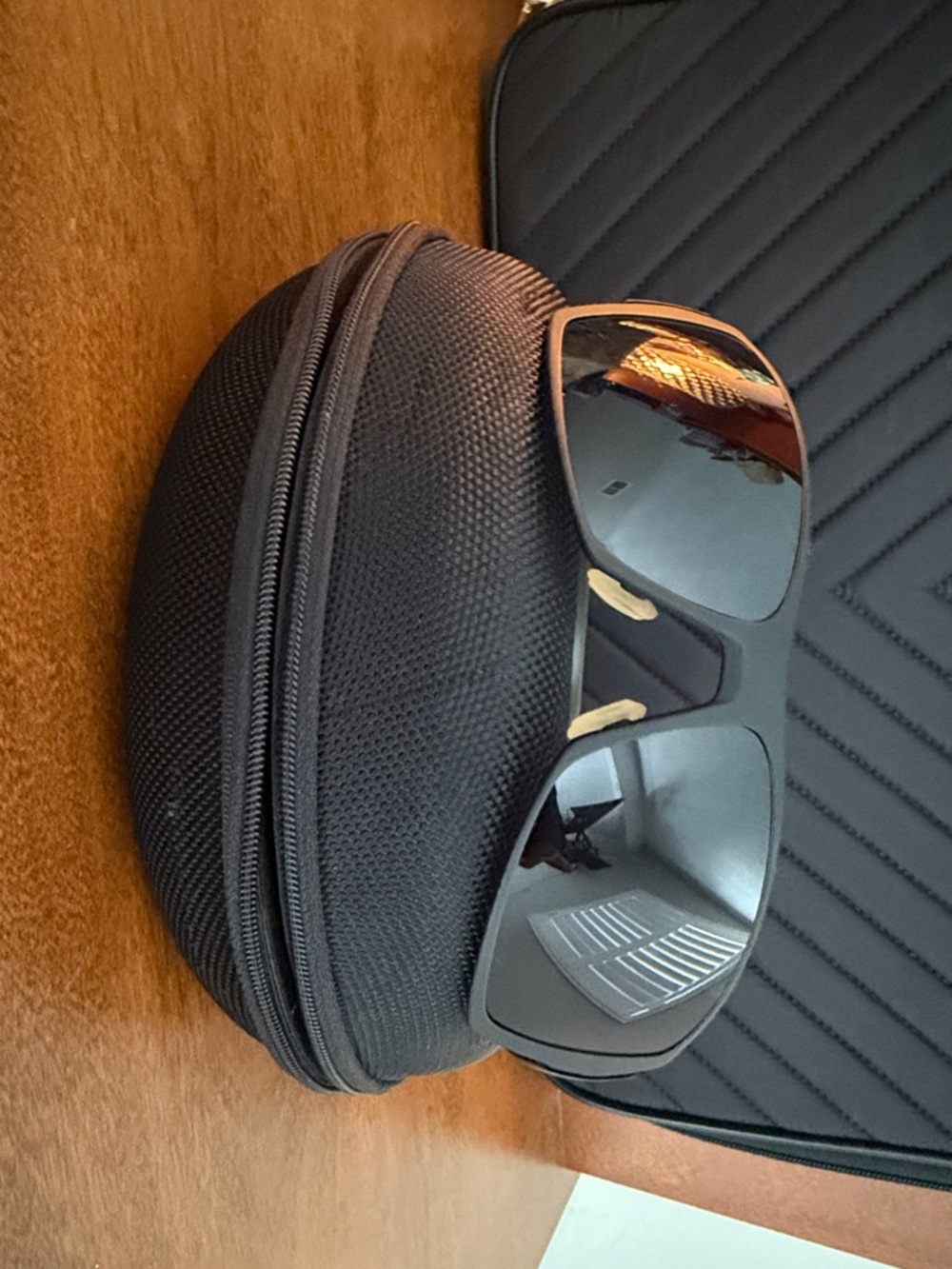 Matte Black Spike Sunglasses with Protective Zip Case